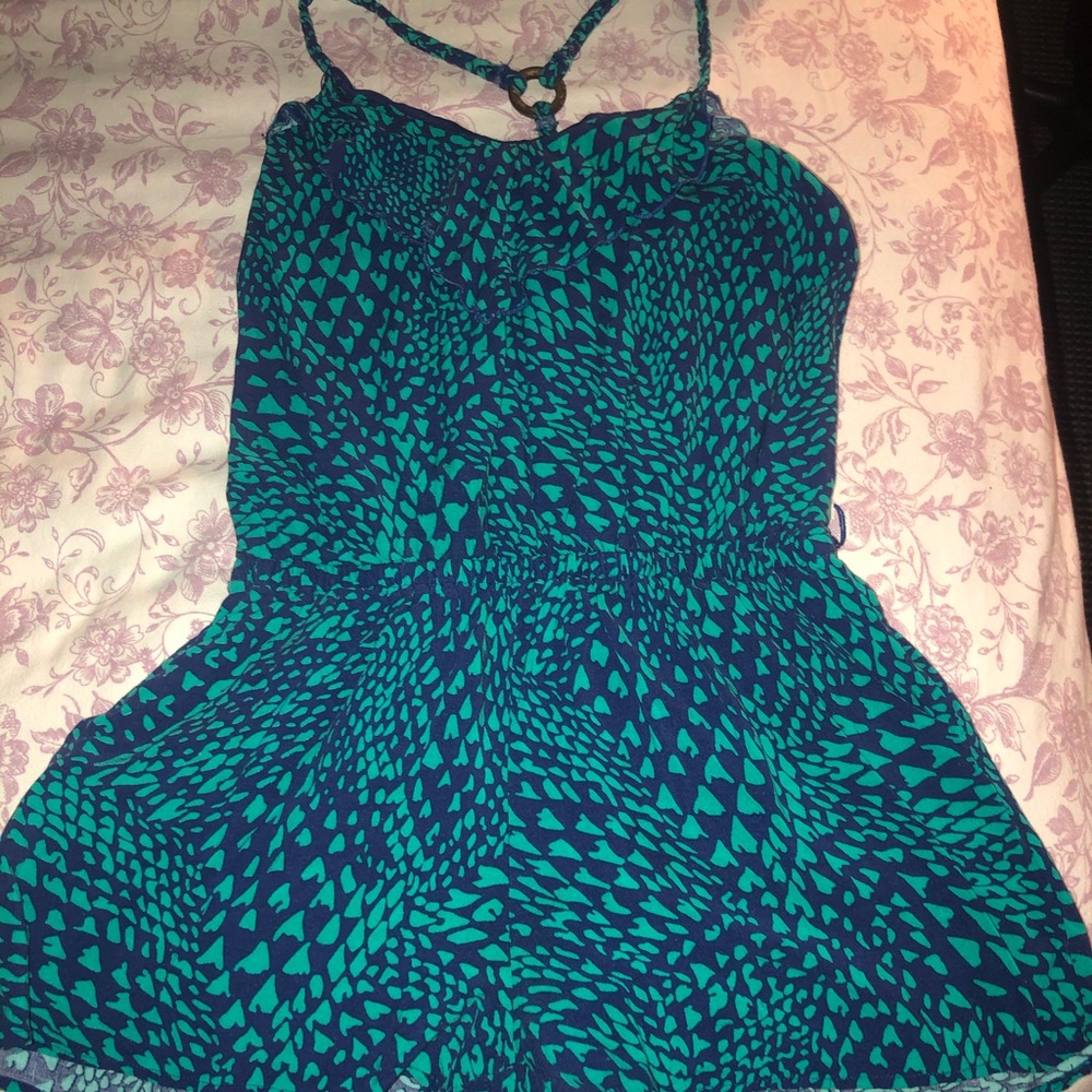 Dark green pattern romper SOLD